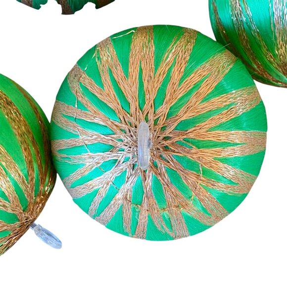 VTG Christmas Spun satin Ornaments Gold Metallic Thread Woven Throughout 21 - Picture 4 of 4